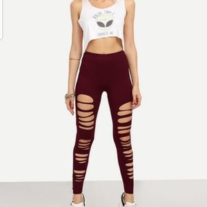 Red Slit Pants Leggings Juniors and Women